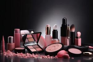 Professional make up products of the beauty industry background created with technology. photo