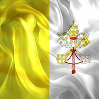 3D-Illustration of a Vatican City flag - realistic waving fabric flag photo