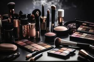 Professional make up products of the beauty industry background created with technology. photo