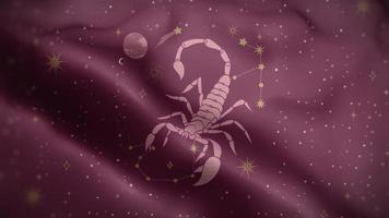 Scorpio Zodiac Horoscope Flag Loop Background 4K video