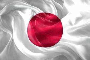 Ilustración 3D de una bandera de Japón - bandera de tela ondeante realista foto