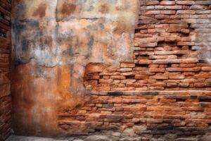 An ancient brick wall background texture created with technology. photo