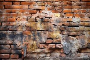 An ancient brick wall background texture created with technology. photo