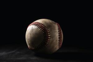 Close up of a baseball with a playfield background created with technology. photo