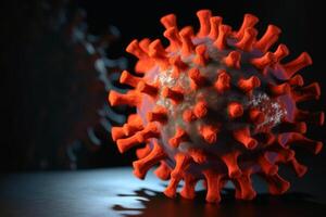Corona virus macro shot of flu disease variant created with technology. photo