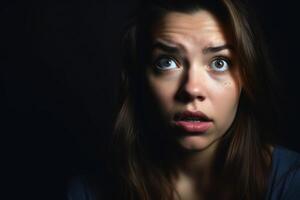 Portrait of a stunned woman in studio light created with technology. photo