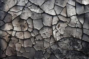 Shiny cracked metal background texture created with technology. photo