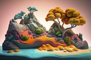 Plasticine art, tropical island. . photo