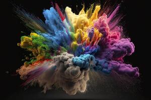 Explosion of multi-colored powder. . photo