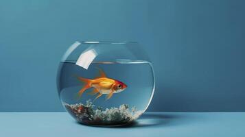 Goldfish in aquarium. Copy space. . photo