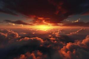 Sunset in the clouds. . photo
