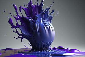 3d explosion of blue paint drips. . photo