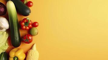 Banner with vegetables. Copy space, background. . photo