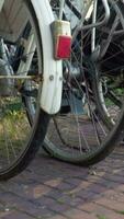 Close up of bicycle on rack video