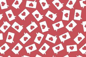Speech bubble and heart pattern. Red and white love chat message box background vector. vector