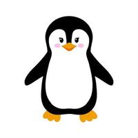 Vector illustration of cute little penguin isolated on white. Animal clipart in flat style.