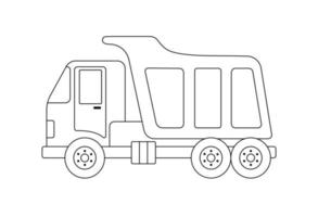 Dump truck, mining dump truck in outline style. Line construction machine isolated on white background vector