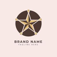 elegant gold star logo design vector