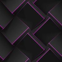 Volumetric abstract texture with black cubes with thin pink lines. Realistic geometric seamless pattern for backgrounds, wallpaper, textile, fabric and wrapping paper. Vector realistic template.