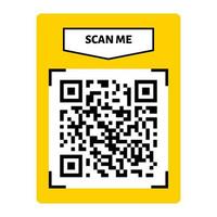 Scan me QR code frame design. QR code for payment, text transfer with scan me button. Vector illustration