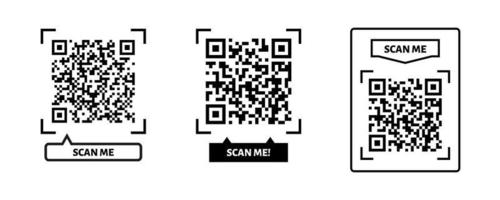 Scan me QR code design. QR code for payment, text transfer with scan me button. Vector illustration