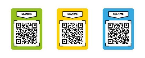 Scan me QR code design. QR code for payment, text transfer with scan me button. Vector illustration