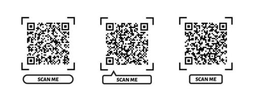 Scan me QR code design. QR code for payment, text transfer with scan me button. Vector illustration