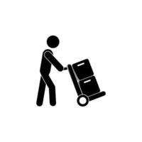 man with a cart for boxes vector icon illustration