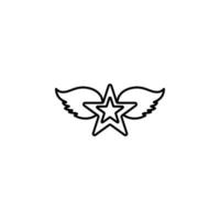 rock, star, wings vector icon illustration