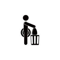 man throws away trash vector icon illustration