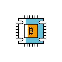 cpu, block chain, coin, cryptocurrency vector icon illustration