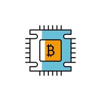 cpu, block chain, coin, cryptocurrency vector icon illustration