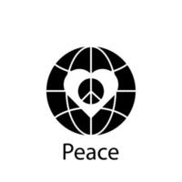 peace, globe, heart vector icon illustration