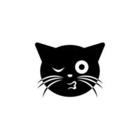 wink kiss cat vector icon illustration