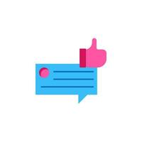 Chat, thumb up color vector icon illustration