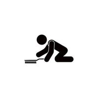 man cleans the floor vector icon illustration