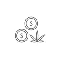 moneda, marijuana vector icono ilustración