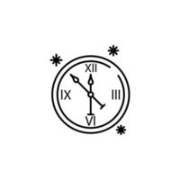 reloj nieve concepto línea vector icono ilustración