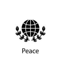 peace, globe, flower vector icon illustration