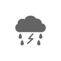 Lightning, rain, cloudy weather vector icon illustration