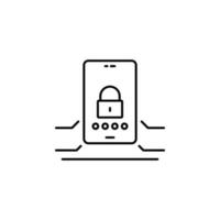 Mobile, blocked, pin code vector icon illustration