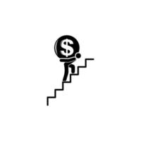 man carries a dollar coin on the stairs vector icon illustration