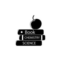 apple and scientific books vector icon illustration