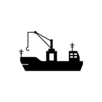 Water transport, cargo ship vector icon illustration