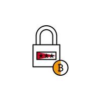 lock, password, bitcoin, cryptocurrency vector icon illustration