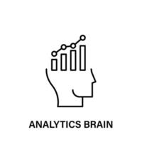 thinking, head, chart, analytics brain vector icon illustration