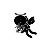 Cupido con lira vector icono ilustración