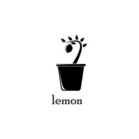 lemon tree in pot vector icon illustration