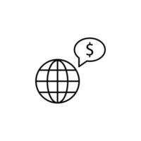 global finanzas, global dinero, Dólar estadounidense vector icono ilustración