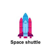 Space, space shuttle color vector icon illustration